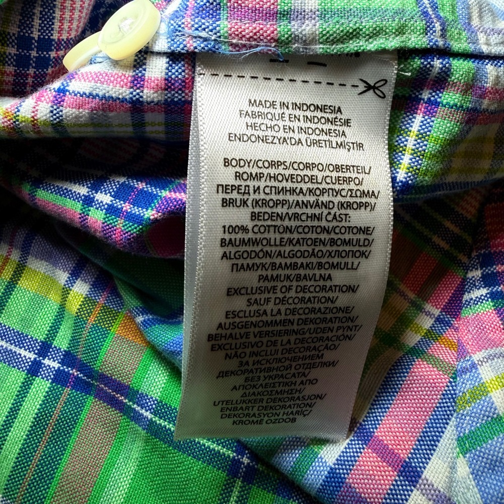 Polo Ralph Lauren Mens 4XB Plaid Button Down Shirt Green Pink Blue Big & Tall - Picture 5 of 9